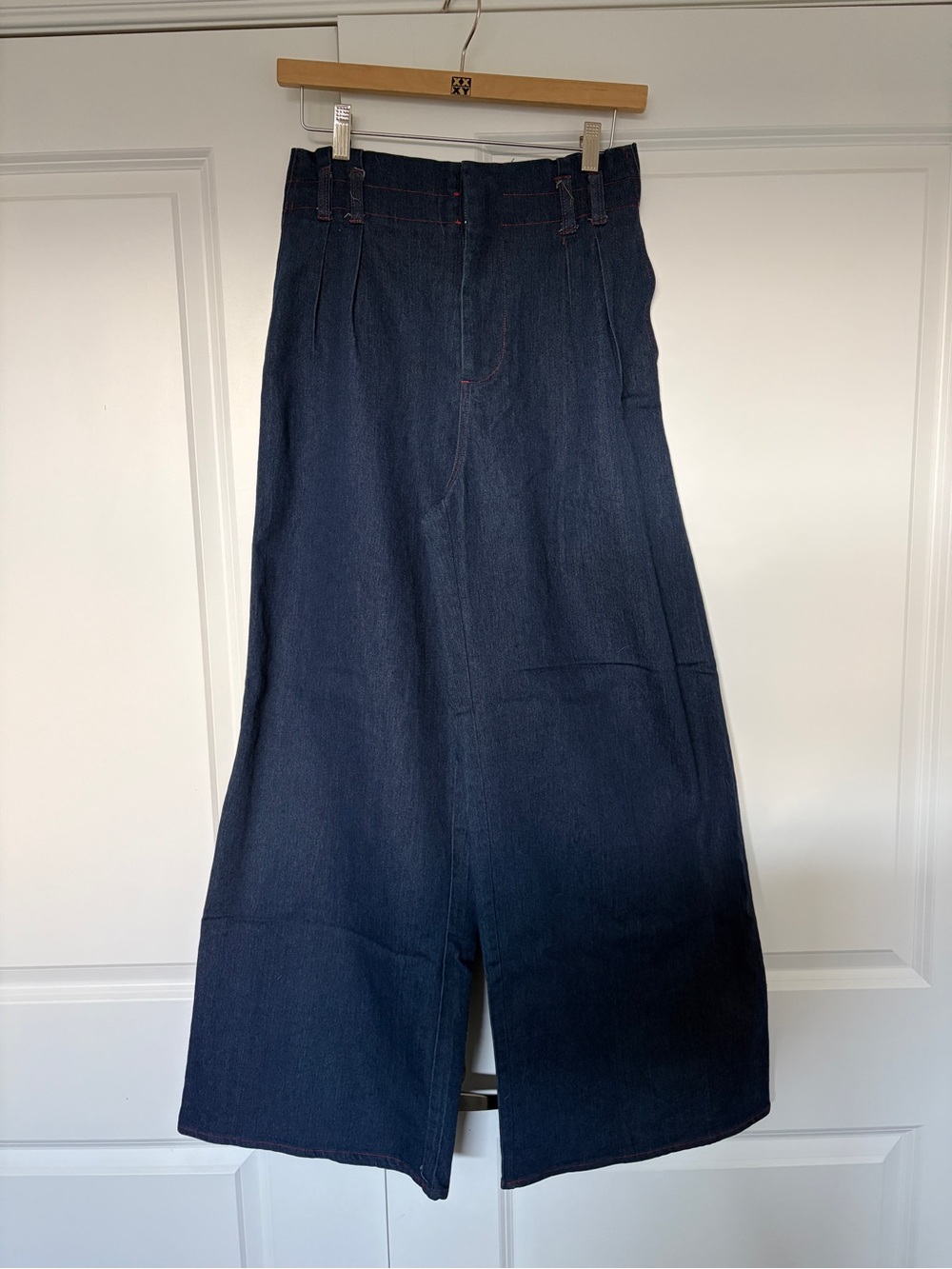 Simons icone high waist Wide Leg Flare Jeans in Dark Indigo